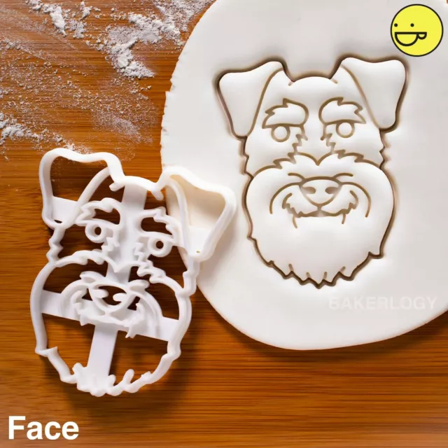 Set 2 Mini Schnauzer Cookie Cutters Chien Portrait Anniversaire Treats Mignon Et 3