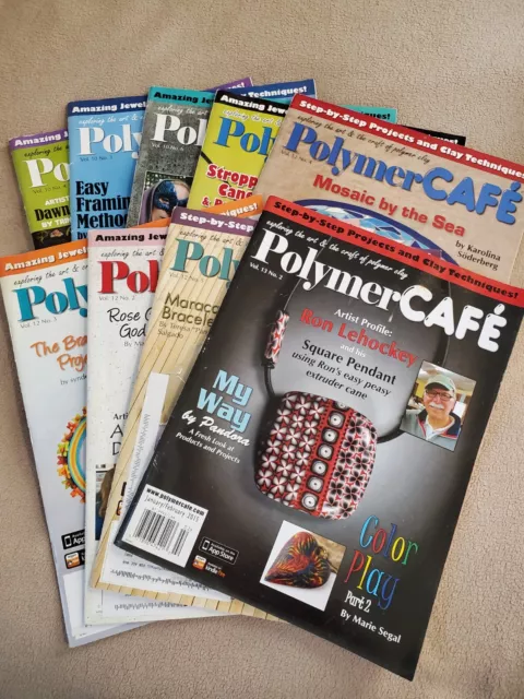 Lot of 9 Polymer Cafe Magazines 2012-2015, Exploring the Art & Craft of Polymer