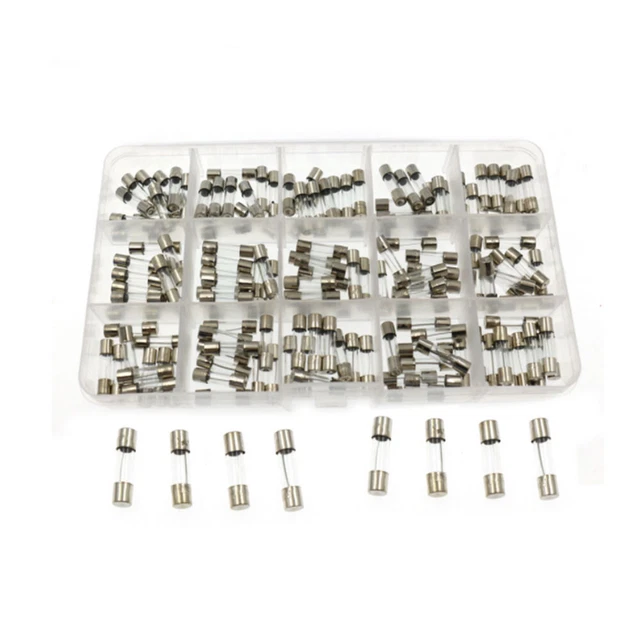 150 PCS Tube de fusible en verre (15 types : 0,1 A-30 A) 5mm*5mm*20mm 5 V 5W 7