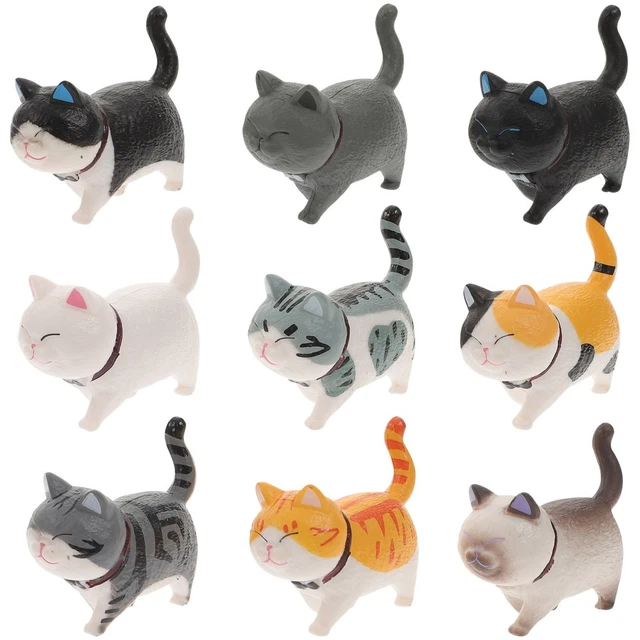 Figurine Chat/chaton Royal Präsente, Céramique Peinte à La Main, Marron/gris/noir, Vintage