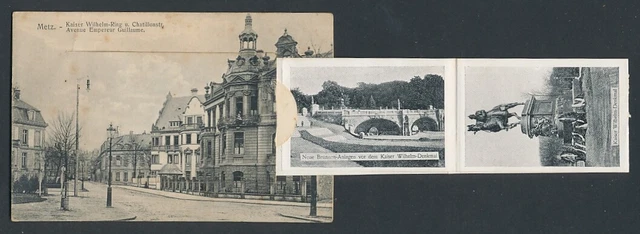 Leporello-CPA Metz, Avenue Empereur Guillaume, La Gare, Generalkommando