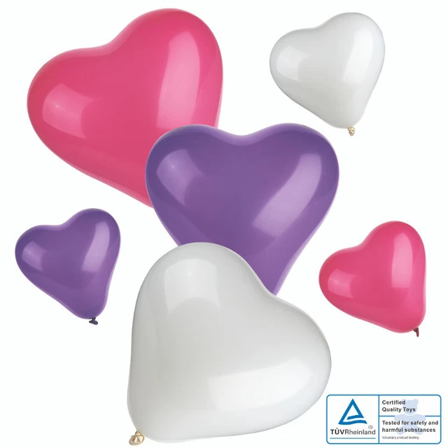6 Blaue Herz-Folienballons (61 Cm) – Für Geburtstag, Hochzeit, Babyparty – Inkl. Band & Strohhalm