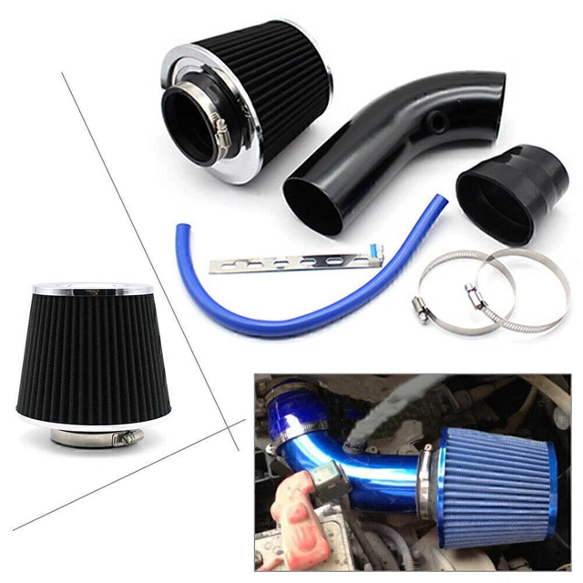 Kit Filtro Aspirazione Aria Fredda 76mm - Tubo In Alluminio A Imbuto Con Filtro - Per Modifiche Auto E Aumento Potenza Motore