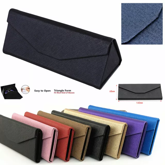 Foldable Reading Spectacle Glasses Case Hard Sunglasses Box FREE Cleaning Cloth