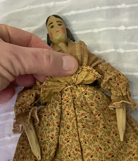 Antique Wood Wooden Doll Peg Joints Rare Mystery Doll 3