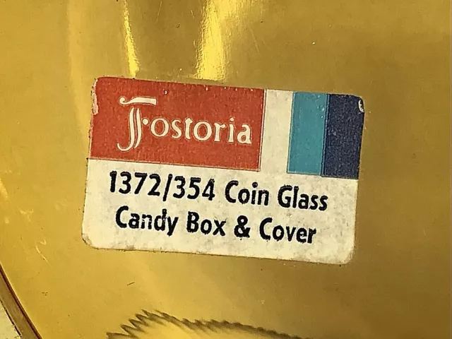 Vintage FOSTORIA Coin Glass Amber Candy Box Dish with Cover 6.5" NWOB MINT USA 3