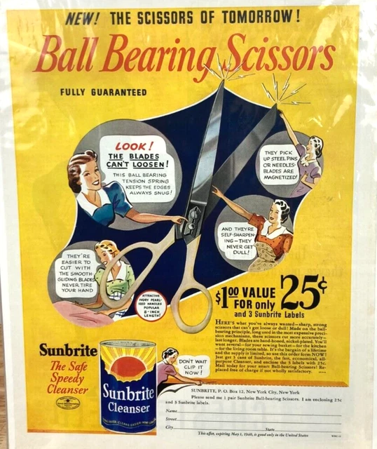 Vintage Sunbrite Scissors of Tomorrow Labels Premium  1932 Magazine Print Ad I92