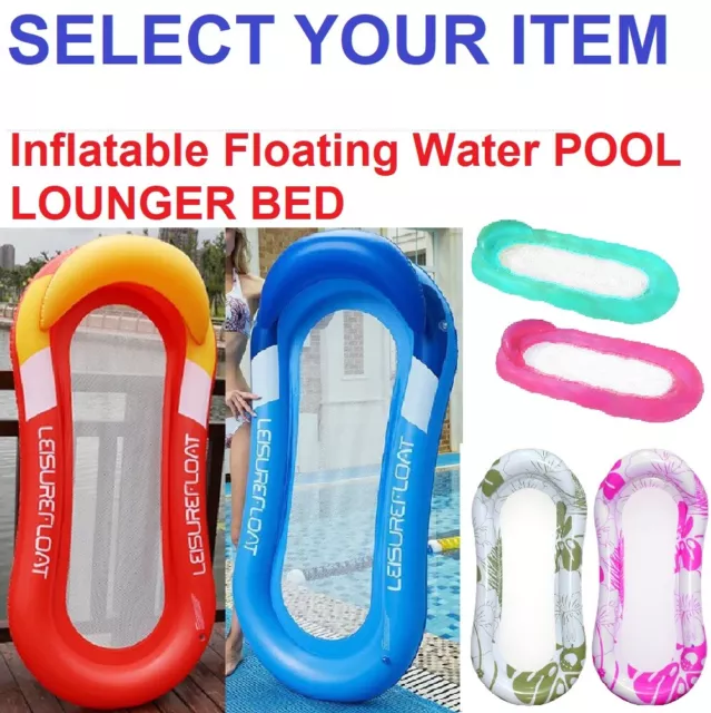 Inflatable Floating Water Hammock Pool Lounger Adult Swimming Paddling Float UK