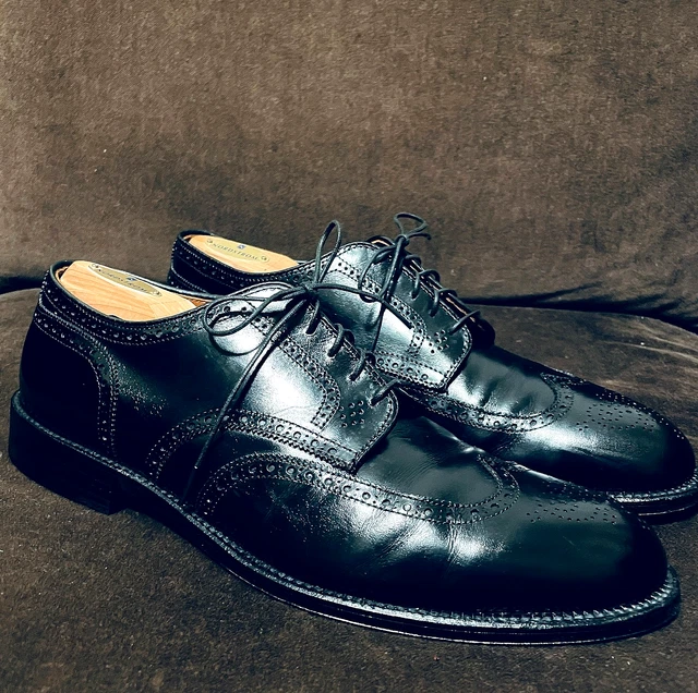 靴 Alden 967 Wingtip Calf 8 1/2 Alden 967 Black Calfskin Short Wing Tip Blucher | Alden