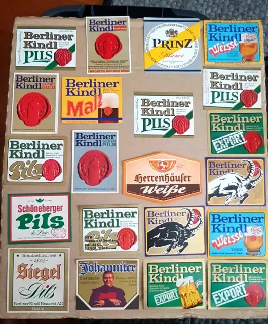 21 all different unused Berlin GERMANY beer labels BERLINER KINDL BRAUEREI AG