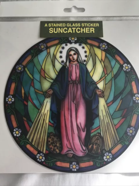 Miraculous Mary Suncatcher Tiffany Stained Glass Effect Window Sticker Reusable