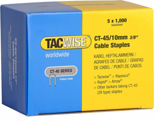 Tacwise CT-45/10mm Cable Tacker Staples 5,000 5 x 1,000 packs