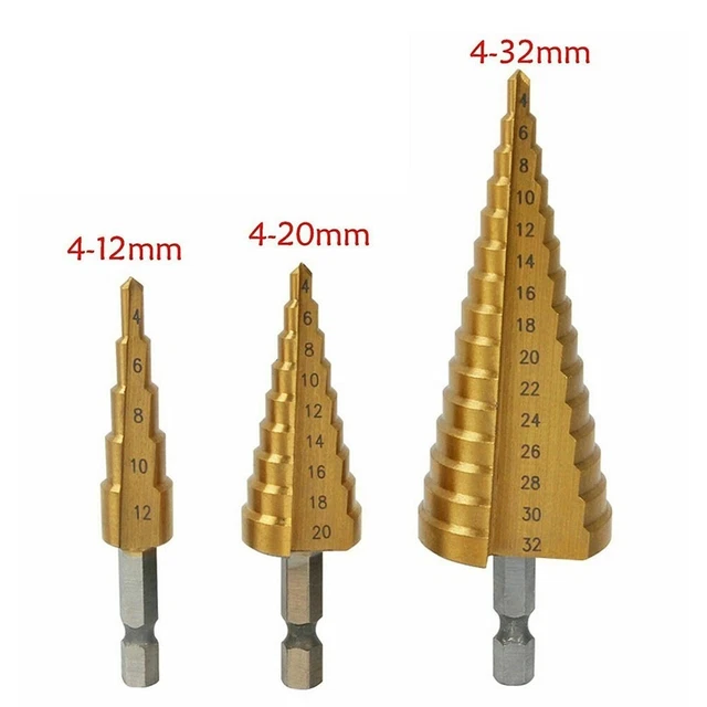 Ars Acier Step Cone Drill Titane Mèche Métal Bois Trou Couteau 4 ~ 32/20/12mm