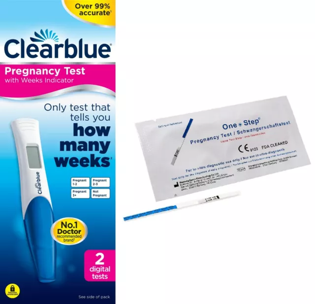 Test de grossesse Clearblue indicateur semaines numérique pack de 2 bandes de grossesse plus 2 bandes de grossesse