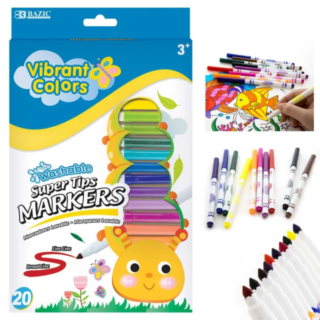 16 PC Classic Color Washable Markers Brilliant Color Broad Line Kids  Activities