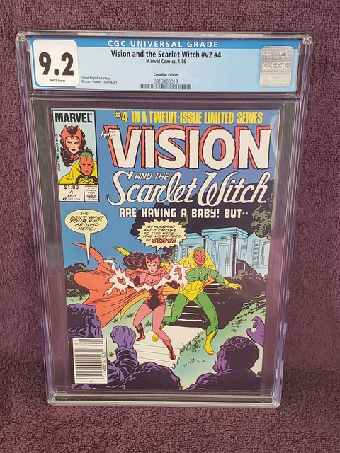 1986 Marvel Vision & Scarlet Witch 12 Issue Limited Comic Book #V2 #4 CGC 9.2