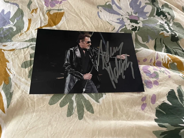 FLYER DEDICACE AUTOGRAPH Format 10x15 Cm Johnny Hallyday EUR 250,00
