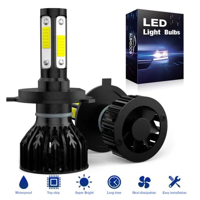 9003 H4 LED Headlight Bulbs Kit 10000W 1000000LM Hi/Lo Beam White Super Bright