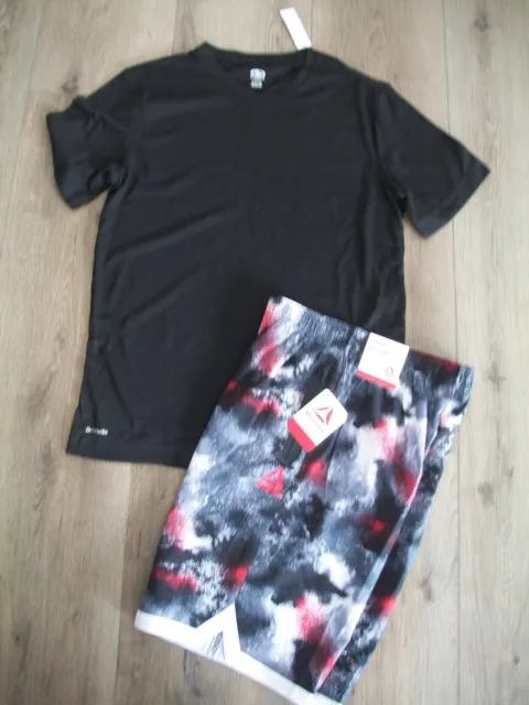 New With Tags Lot 2 Boys Size 18 Xxl Athletic Black Tee & Reebok Shorts 513