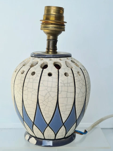 Petite lampe en céramique craquelée de Montières signée Samara 20ème 2