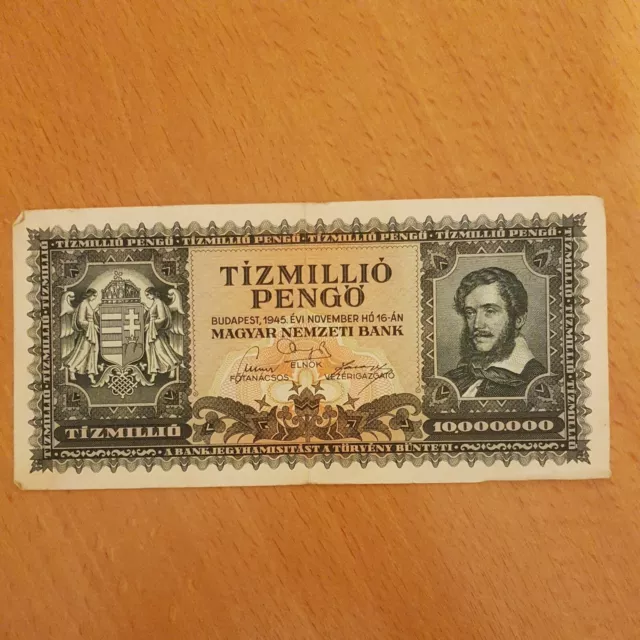 Hungary 10 million Tizmillio Pengo banknote circulated/used as shown