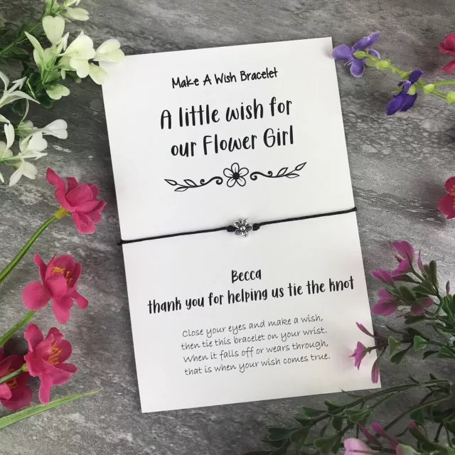 Flower Girl Thank You, Flower Girl Gift, Flower Girl Bracelet, Wish Bracelet
