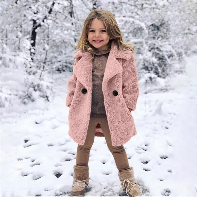 Giacca cappotto spesso cappotto invernale antivento bambina pile caldo outwear 4