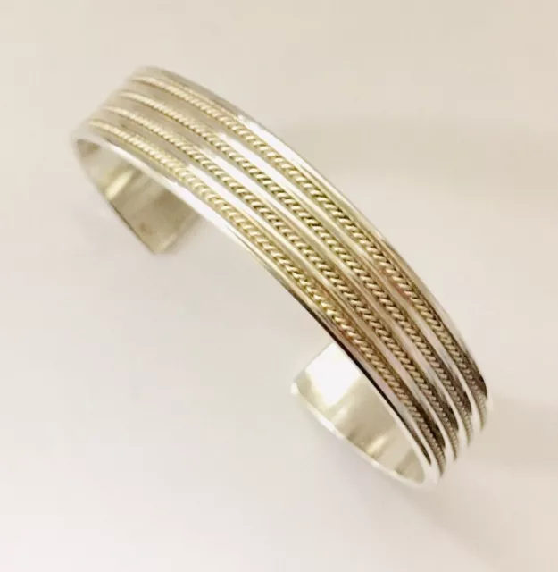 VINTAGE OLD STOCK Sterling Silver Cuff Bangle Solid Twist Hallmarked Heavy 31.1g