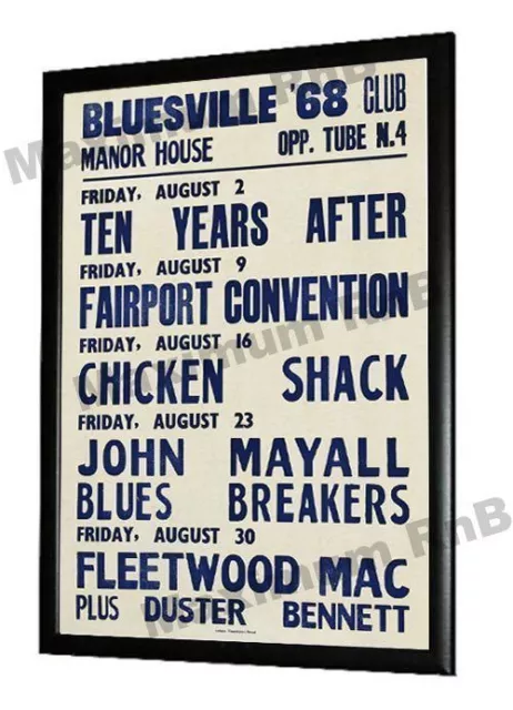 John Mayalls Bluesbreakers Concert Poster Bluesville Club Manor House London '68