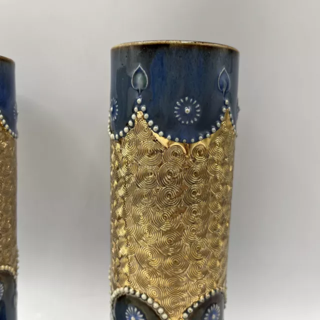 Antique pair of ROYAL DOULTON LAMBETH spill vases 8409  c1900-1910 VGC 2