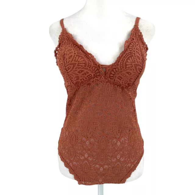 GILLY HICKS HOLLISTER Lace Bodysuit Pink Brown size Large £21.37