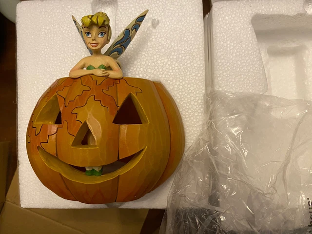 Jim Shore  "A Pixie Treat" Tinkerbell In Pumpkin - Lights Up -