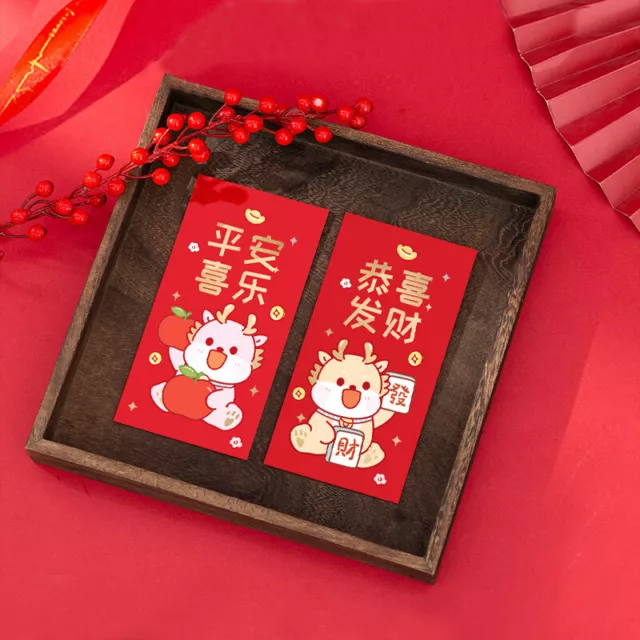6Pcs/set 2024 Year Chinese Style Red New Year Packet Purse Envelopes Decor