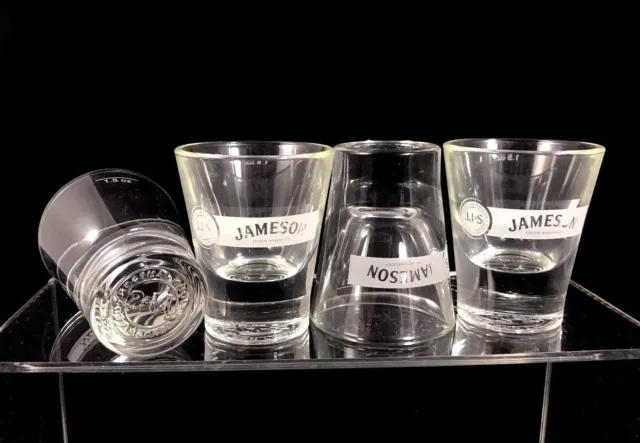 Brand New Set of 4 Jameson & Son Irish Whiskey Round Bottom Shot Glasses 1.5 Oz