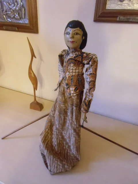 Asien Wayang Golek Stabpuppe Marionette Holzpuppe / Echt Vintage handarbeit