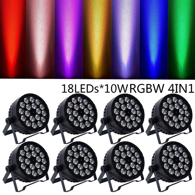 8Pcs RGBWA UV LED StagePar Light DMX Lighting DJ Strobe Effect Par 64 Lights