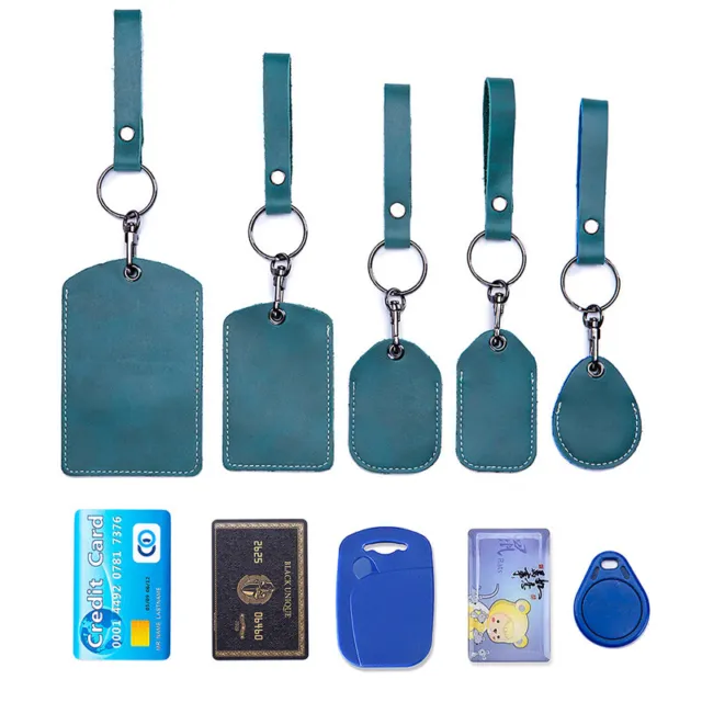 Leather Card Holder Keychain KeyRing Door Lock Access Tags ID Card Case Keychain