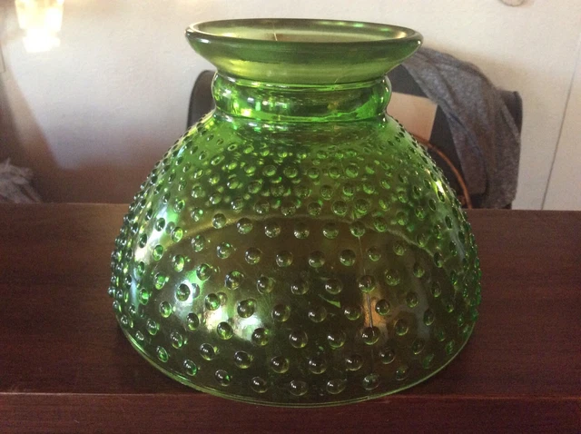 Vtg green Hobnail Glass Lamp Shade globe gwtw parlor table lamp  Hurricane