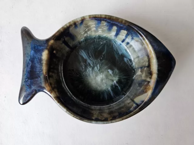 Edgecomb Potters Little Dipper Fish Bowl Dish Winter Storm Blue Crystalline