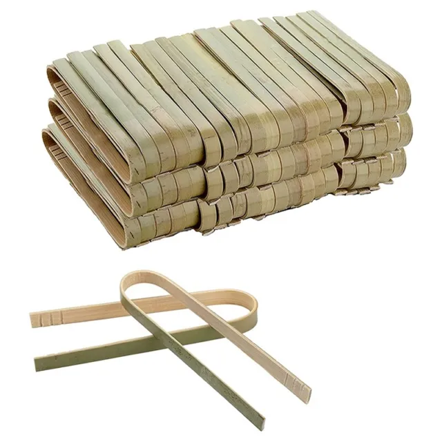 120 Pack Bamboo Tongs, 4 Inch Disposable Tongs, Eco-Friendly Disposable Bam N5N3