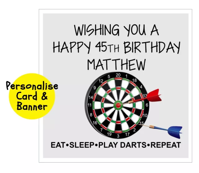 PLAY DARTS DART BOARD Funny Birthday greeting Card personalised game £4 ...