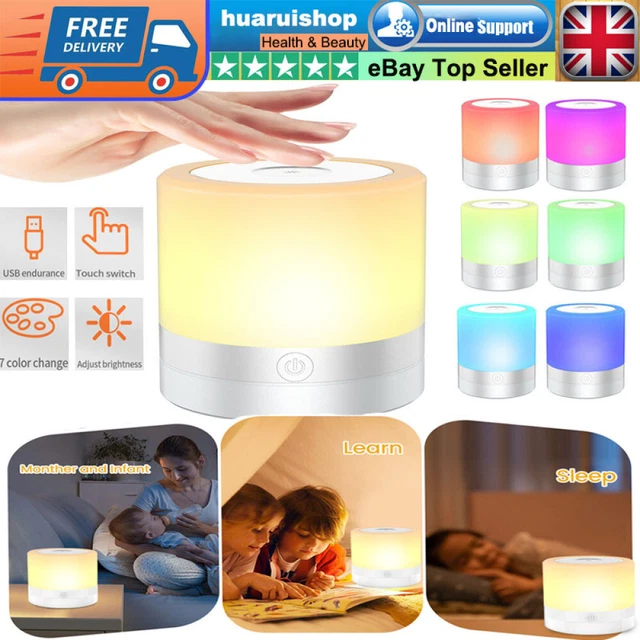2X TOUCH NIGHT Light USB Rechargeable Bedside Table Lamp Dimmable 7 Colours LED £16.95 PicClick UK