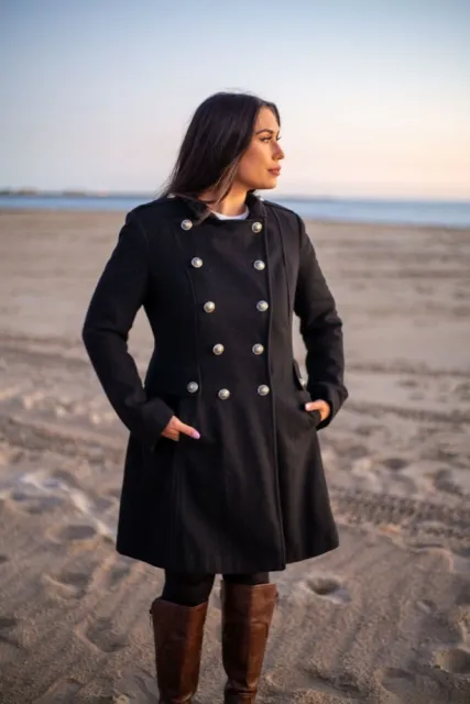 Victoria  Secret Women's wool overcoat (8)Via A-line military coat look 