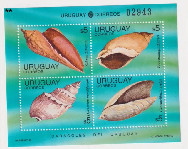 Uruguay, Block 68, Einheimische Schnecken. MINT
