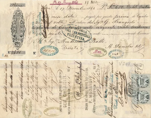 Greece - Syra 1864, Bill Of Exchange With Revenue Stamps.  #A747