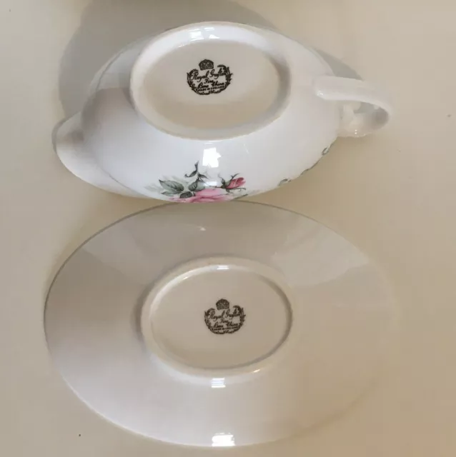 Very Rare Beautiful Royal Grafton Floral Roses Sauce / Gravy Boat with Stand 2