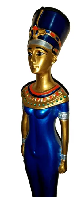 Estatua del faraón egipcio reina Nefertiti sujetalibros acabado azul...