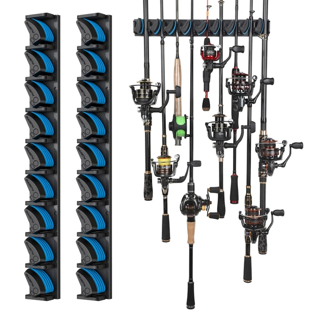 2 pack Vertical Fishing Rod rack, Wall Mounted Fishing Rod holder, 2