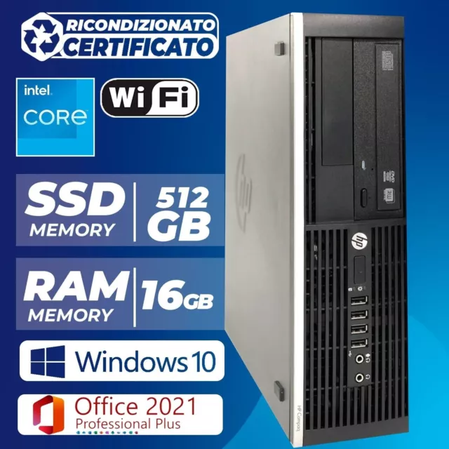 Pc Computer Desktop Fisso Ricondizionato HP i7 Ram 16GB SSD 512GB Windows 10 Pro