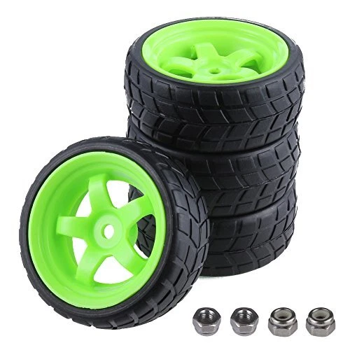 4pcs-Pack 26mm Width RC Rubber Tires Plastic Wheel Rims 12mm Hub Mount for